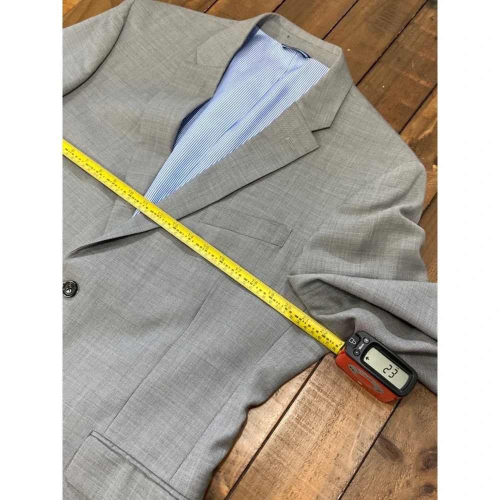 Tommy Hilfiger Adams Men's 44R Suit Jacket Gray 100% Worsted Wool AS1016 NWT